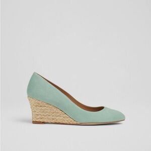 LK Bennett Eevi Mint Suede Espadrille Wedges, Women’s 9 US 39 EURO